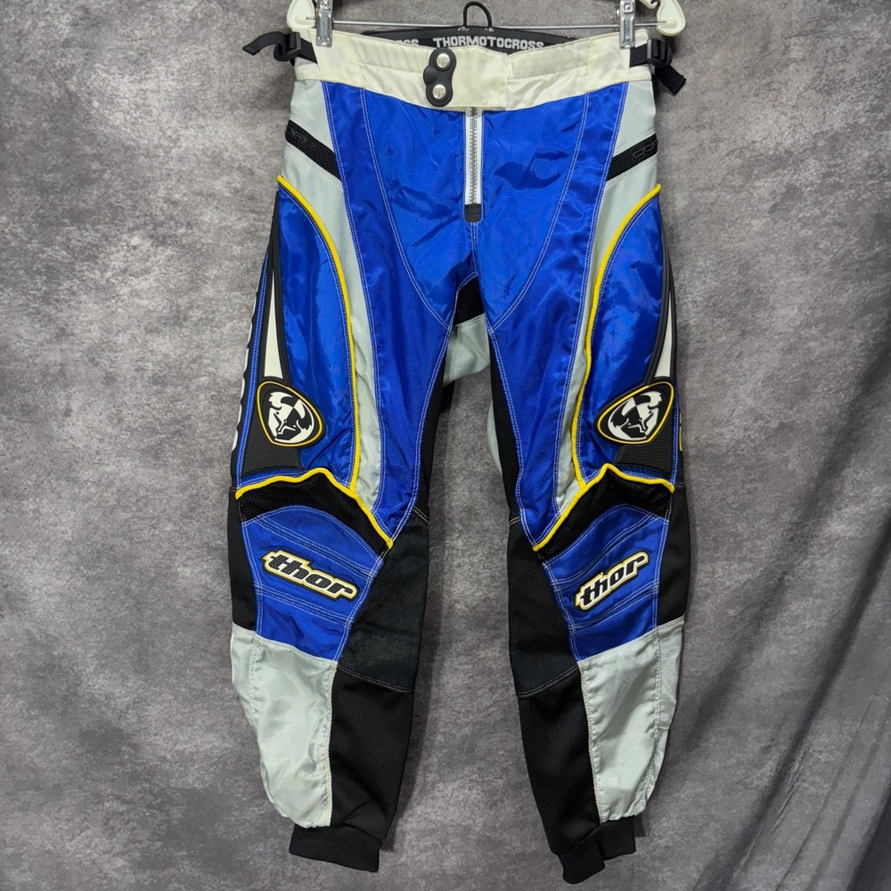 Thor Motocross Riding Pants Size 30 Blue Black White Style 1012 MX Racing Gear